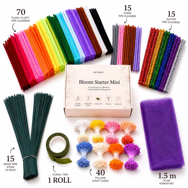 Arteneer Bloom Starter Mini DIY Bouquet Craft Kit (150+ Pieces)