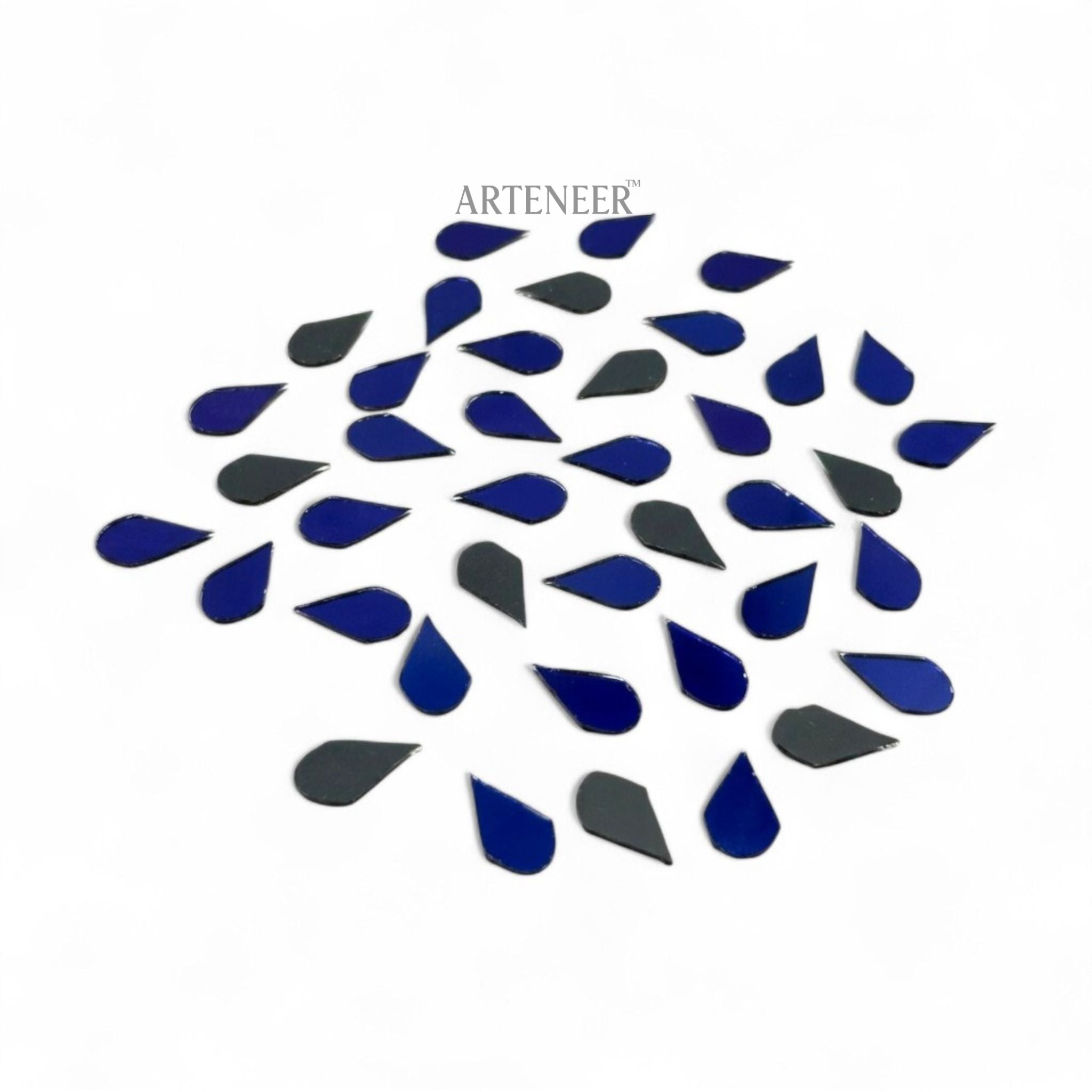 Blue Almond Shape Mirror
