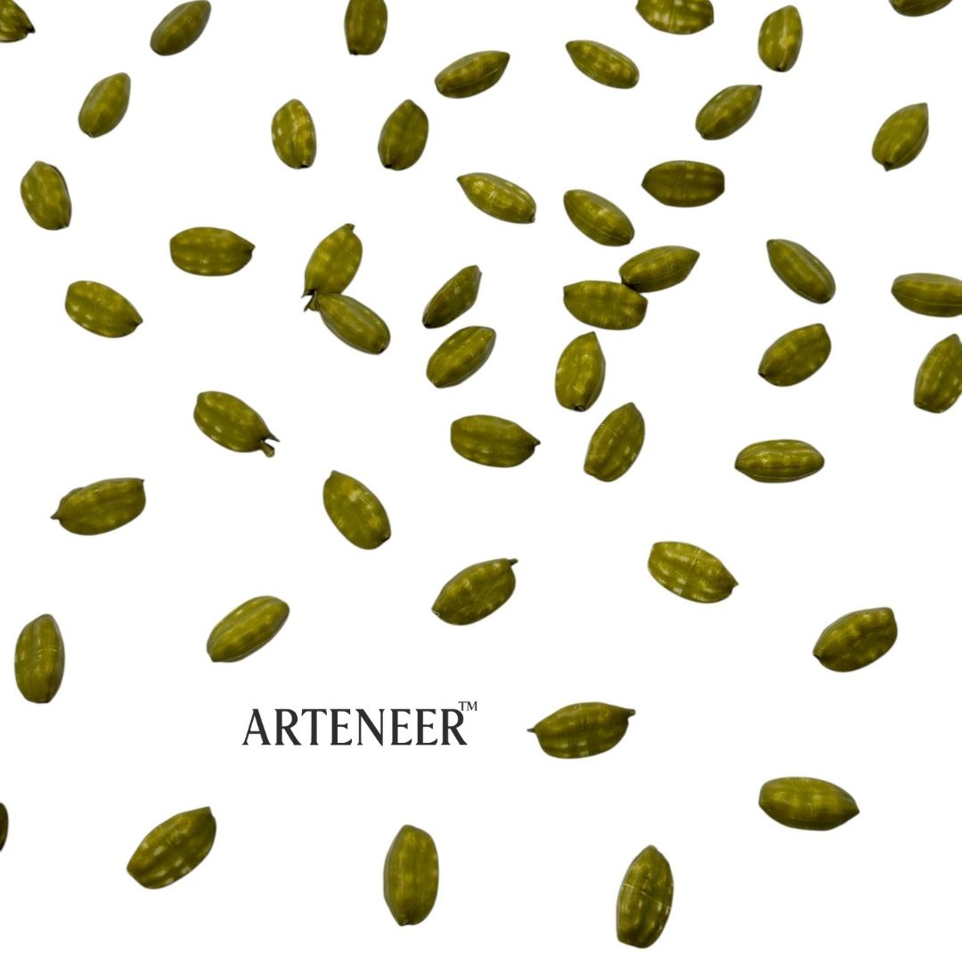 Dry Fruit Shape Beads (Kaju, Badam, Elaichi) for Jewellery & Décor – 100g Pack
