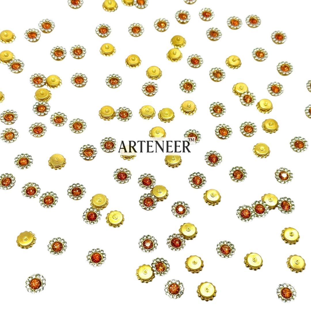 Diamond Button Stones for Blouse, Jewellery & Craft – 100g Pack (Approx. 470 Pcs) – 5 Colours