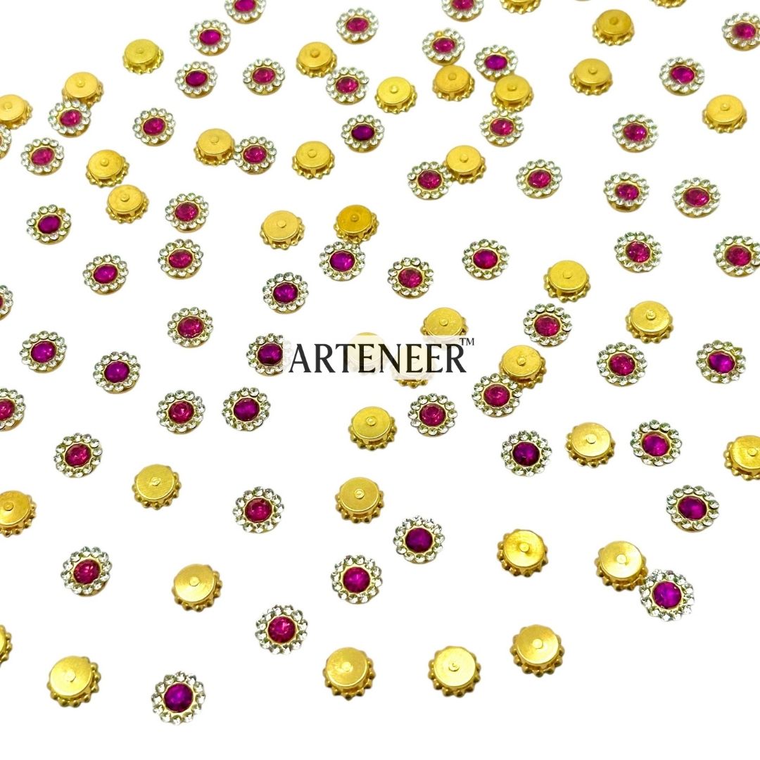 Diamond Button Stones for Blouse, Jewellery & Craft – 100g Pack (Approx. 470 Pcs) – 5 Colours