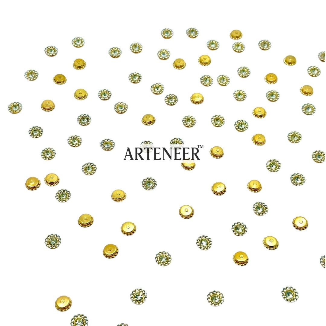 Diamond Button Stones for Blouse, Jewellery & Craft – 100g Pack (Approx. 470 Pcs) – 5 Colours