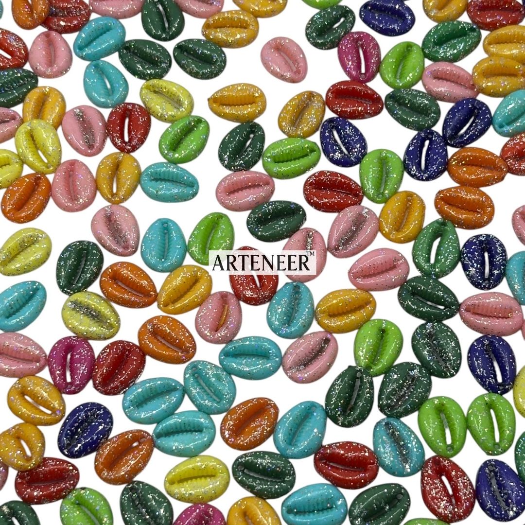 Kodi (Cowrie) Beads for Jewellery, Garba & Craft – 100g Pack (Approx. 350 Pcs) – 11 Colours