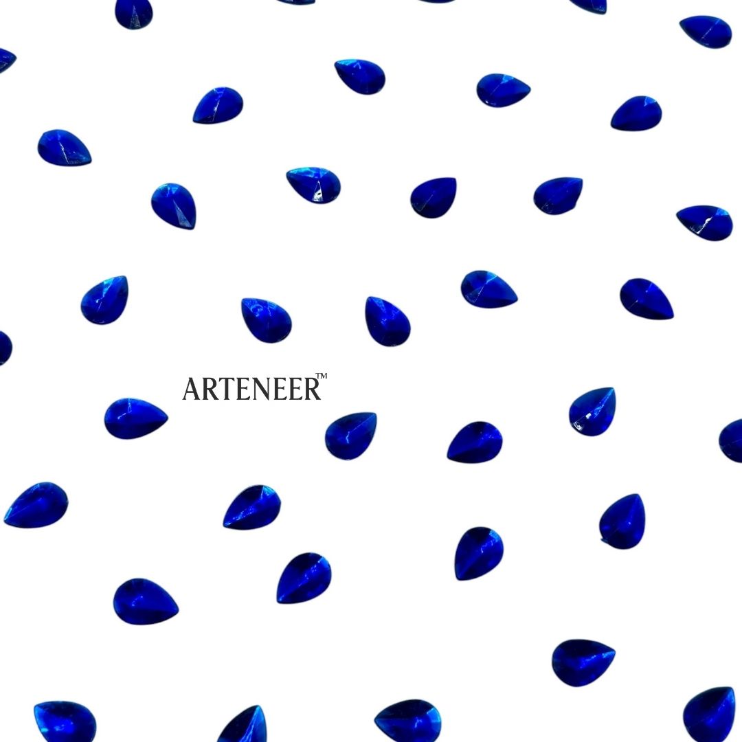 Colourful Almond Shape Chatons for DIY Jewellery & Blouse Work – 100g Pack (Approx. 340 Pcs)