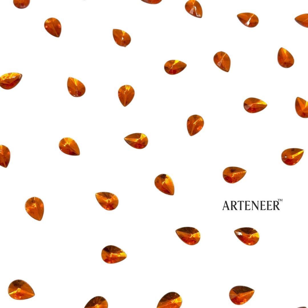 Colourful Almond Shape Chatons for DIY Jewellery & Blouse Work – 100g Pack (Approx. 340 Pcs)
