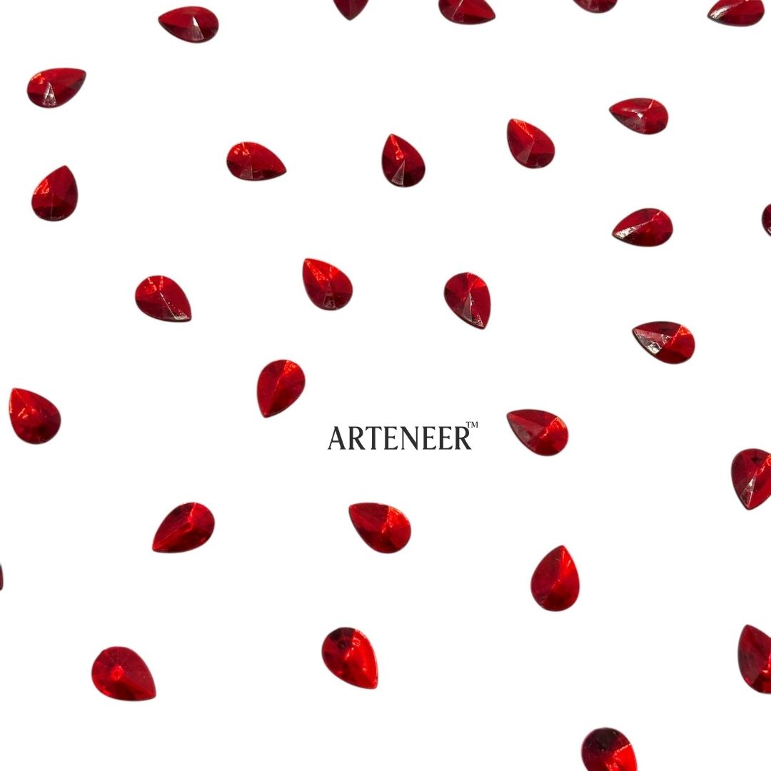 Colourful Almond Shape Chatons for DIY Jewellery & Blouse Work – 100g Pack (Approx. 340 Pcs)