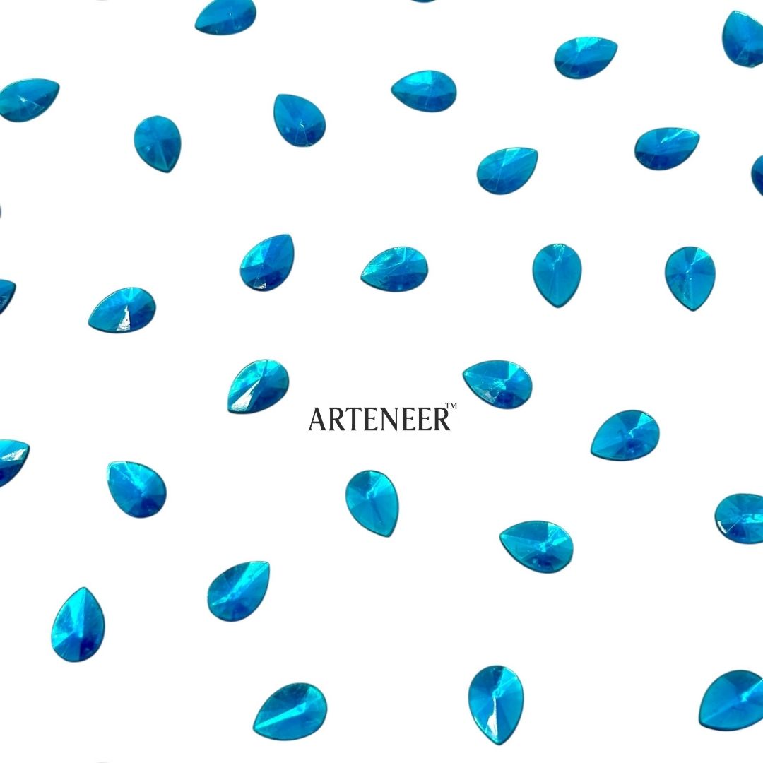 Colourful Almond Shape Chatons for DIY Jewellery & Blouse Work – 100g Pack (Approx. 340 Pcs)