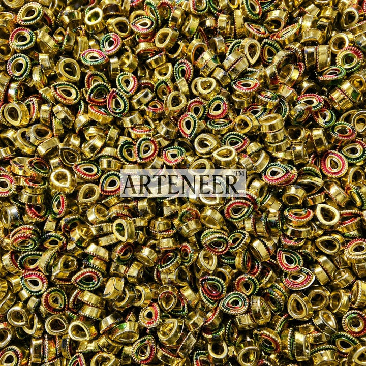 Golden Meena Pan (Paan Leaf) Beads for Jewellery & Latkan – Pack of 100 Pcs