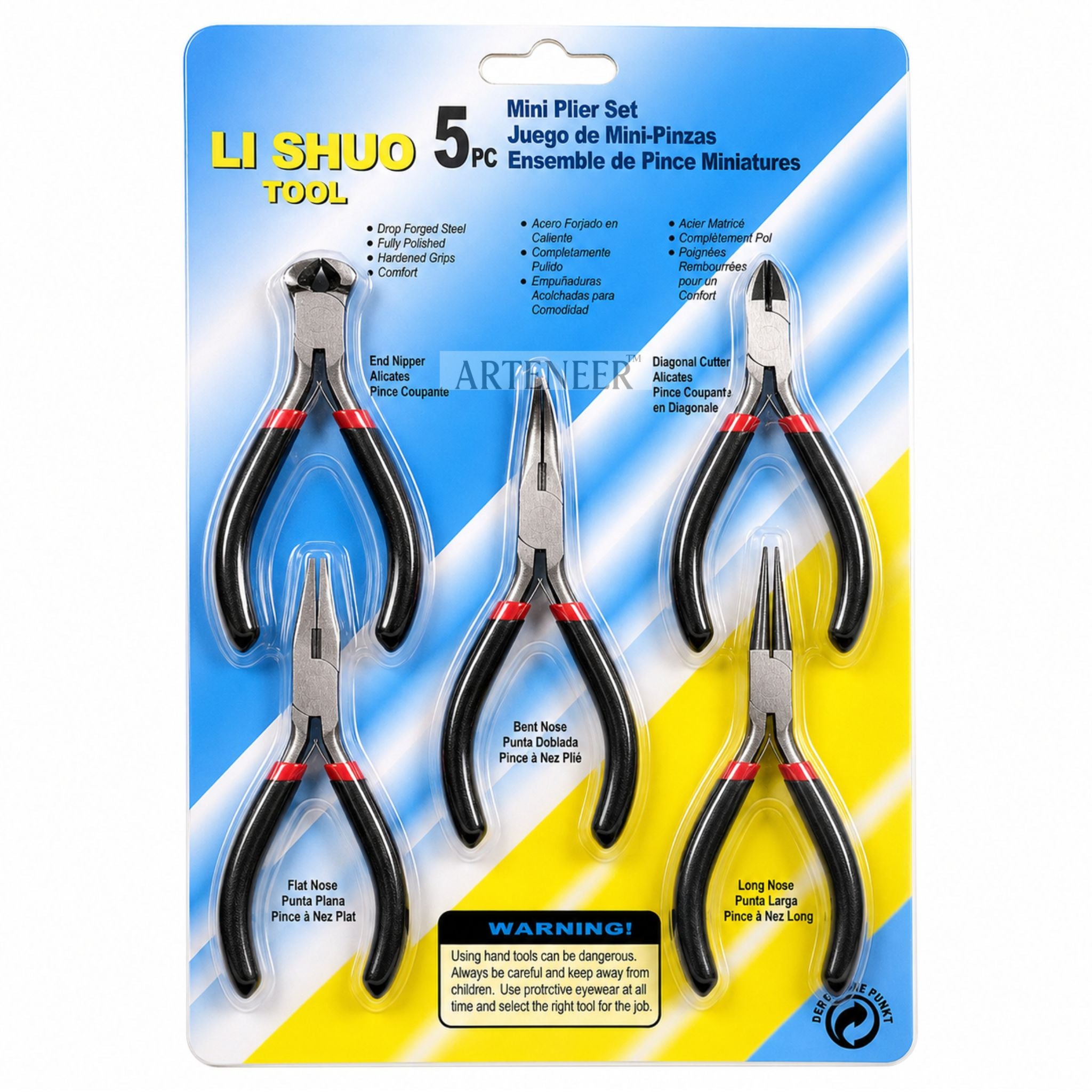 5 piece mini plier set for DIY jewelry making, professional drop forged steel jewelry tools kit by Arteneer