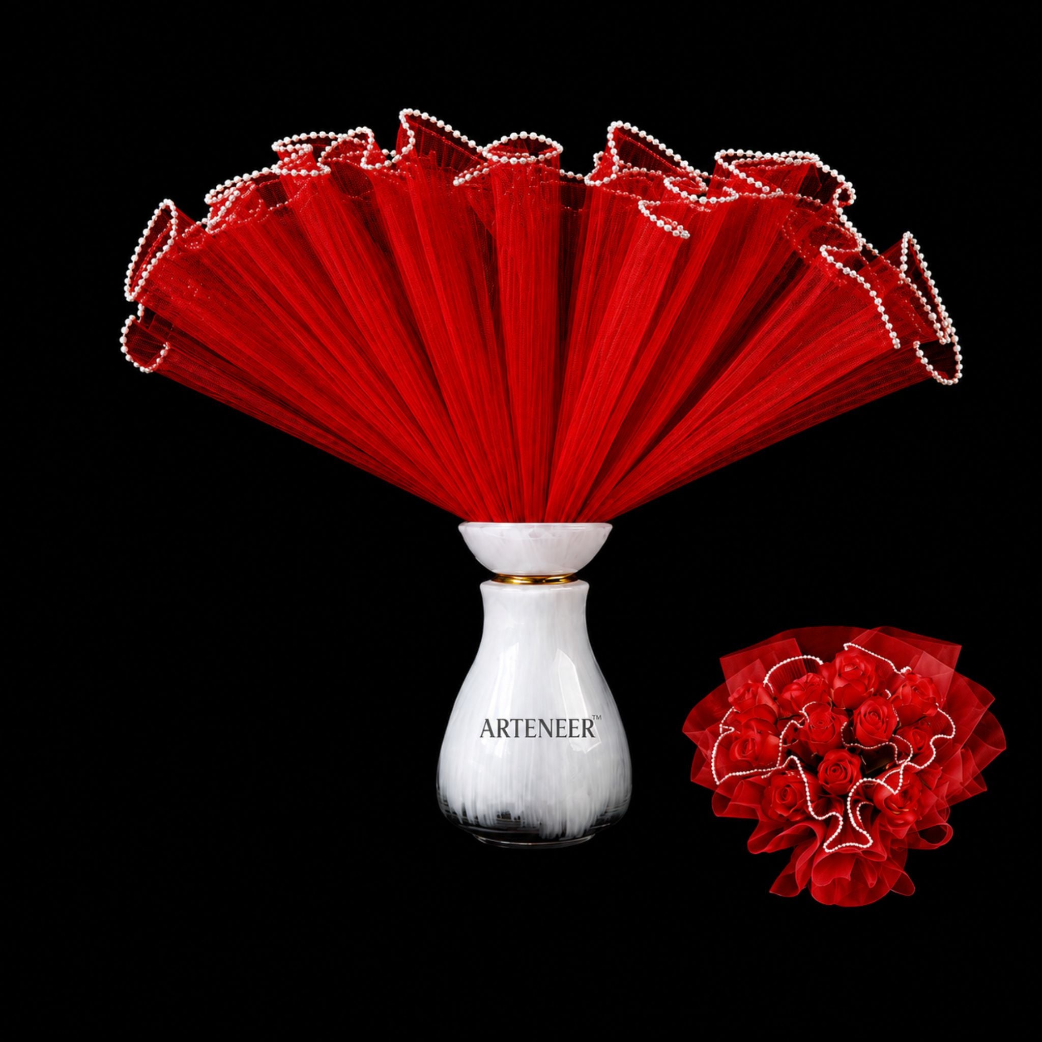 Pearl Edge Flower Bouquet Wrapping Mesh Roll | Premium Floral Tulle Wrap