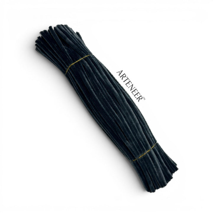 Black with Grey Sides Pipe Cleaners – 12 Inch | Pack of 100