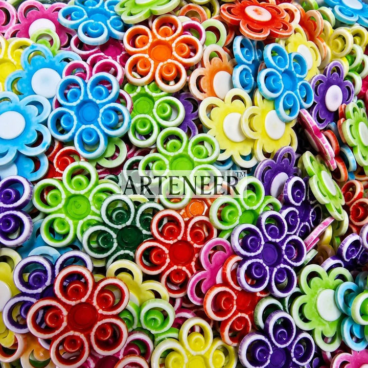 Colourful Flower Motifs for Jewellery, Blouse Work & Craft – 100g Pack (Approx. 90 Pcs)