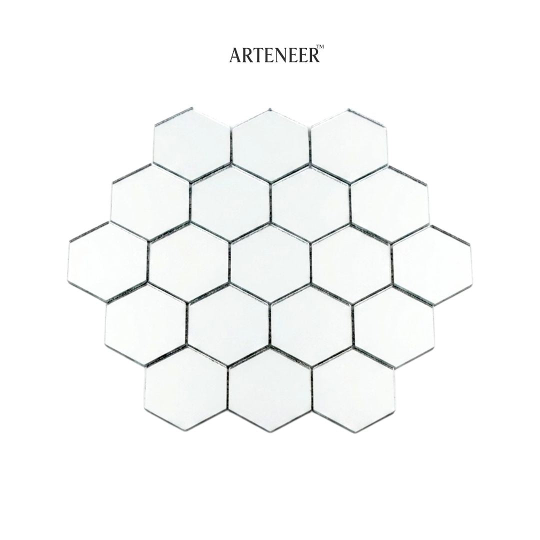 Silver Hexagon Shape  Mirror
