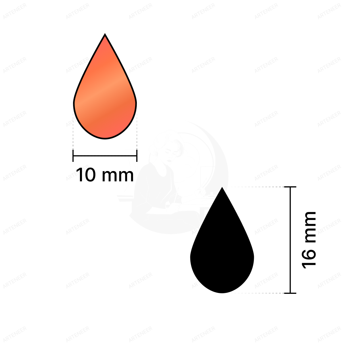 Red Almond Shape Mirror