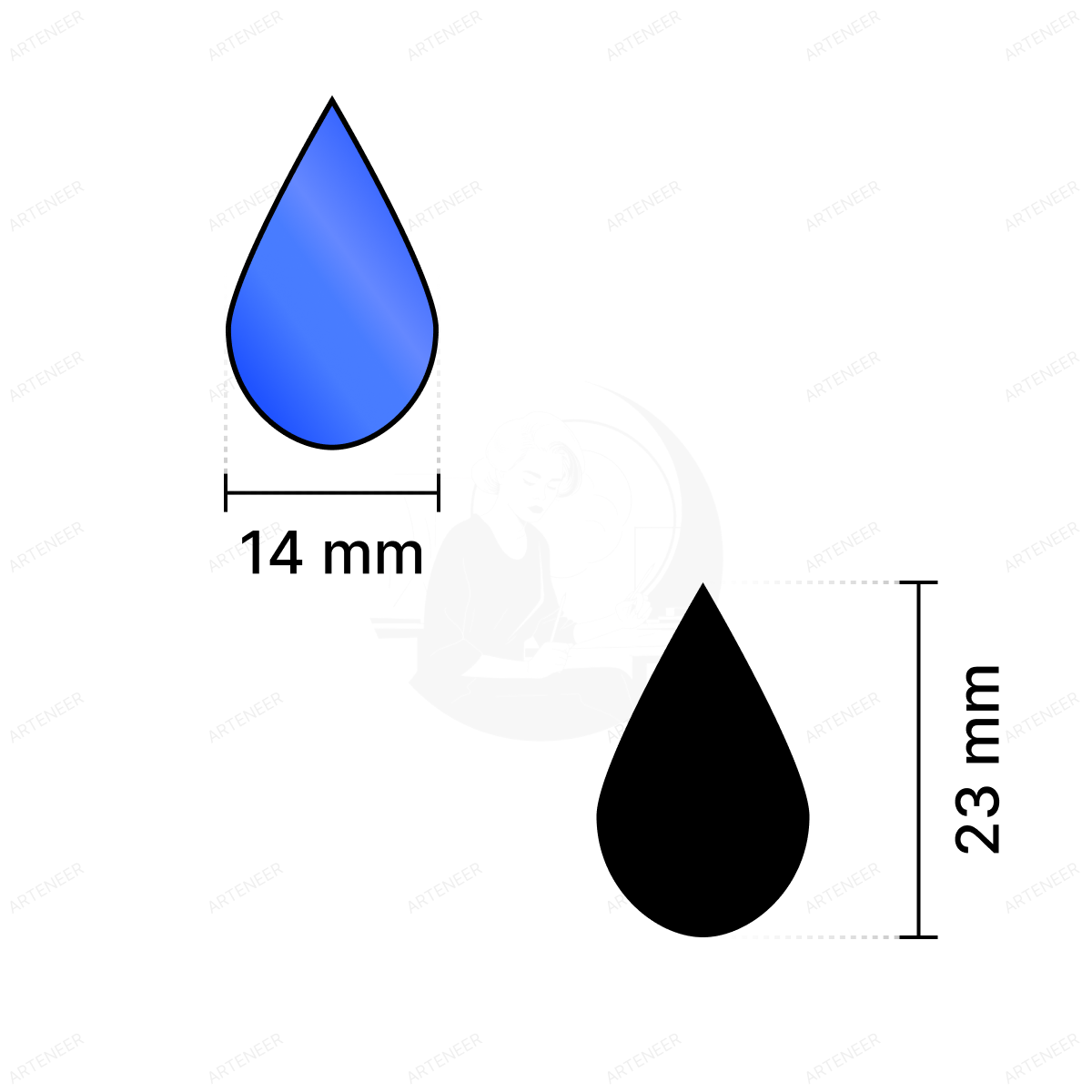 Blue Almond Shape Mirror