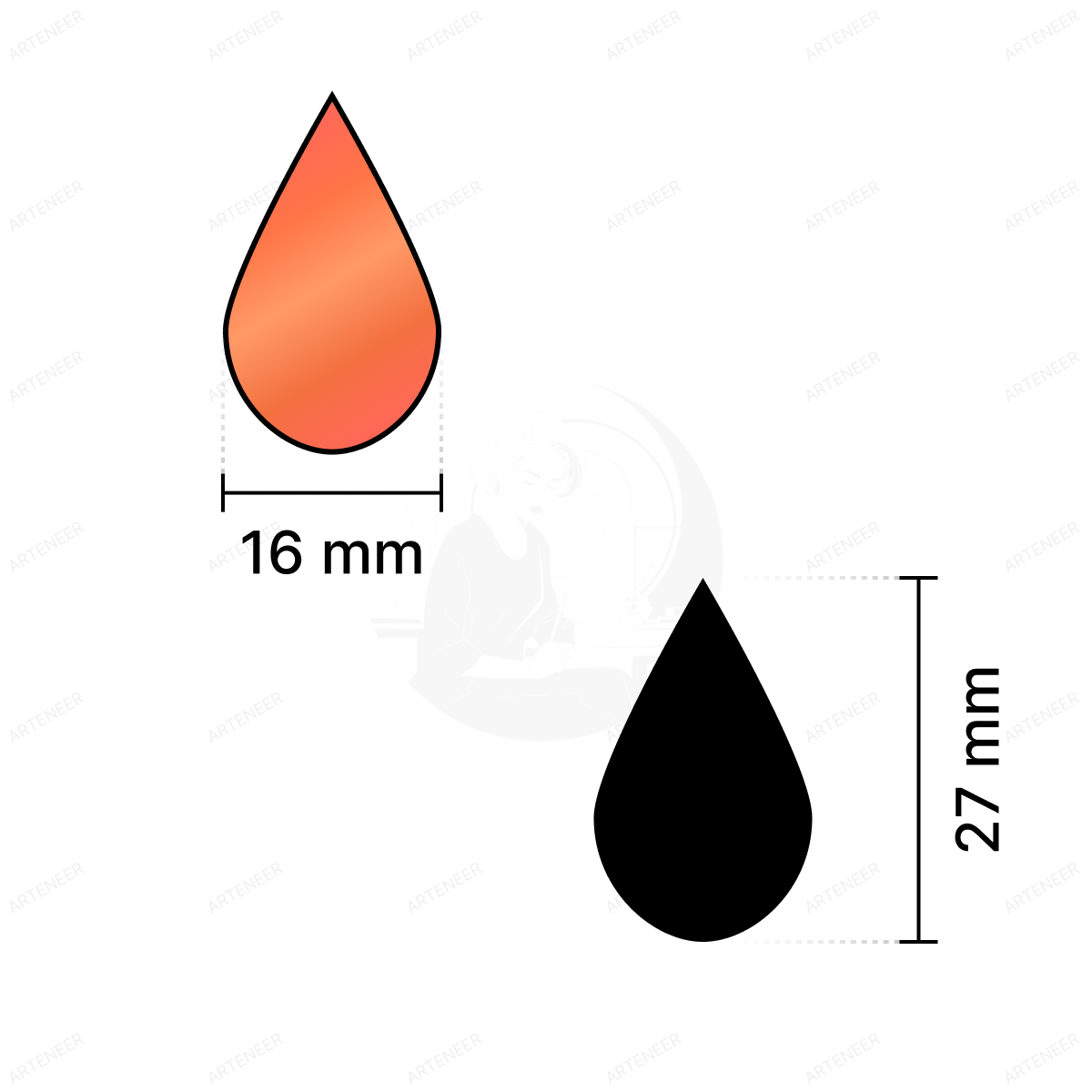 Red Almond Shape Mirror