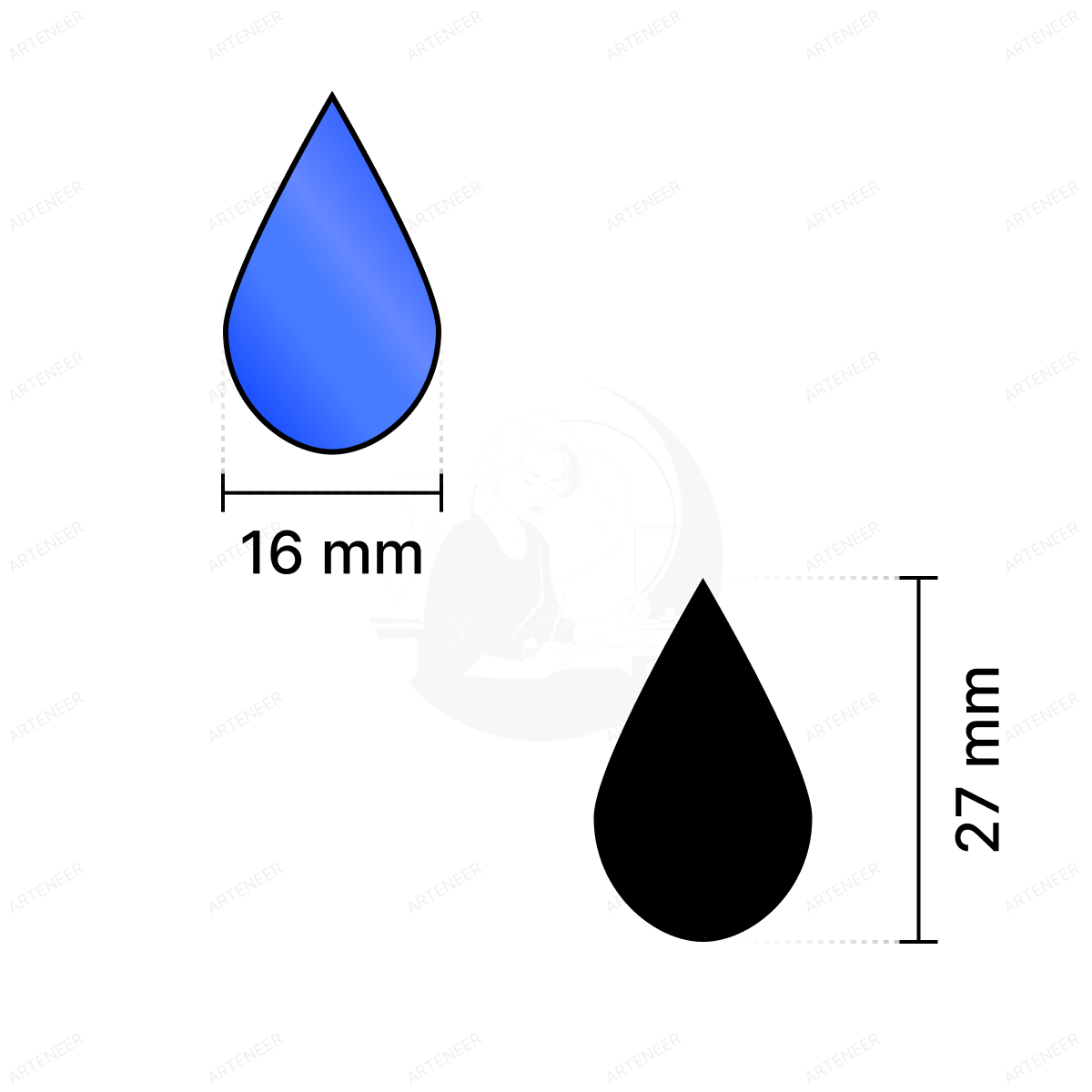 Blue Almond Shape Mirror