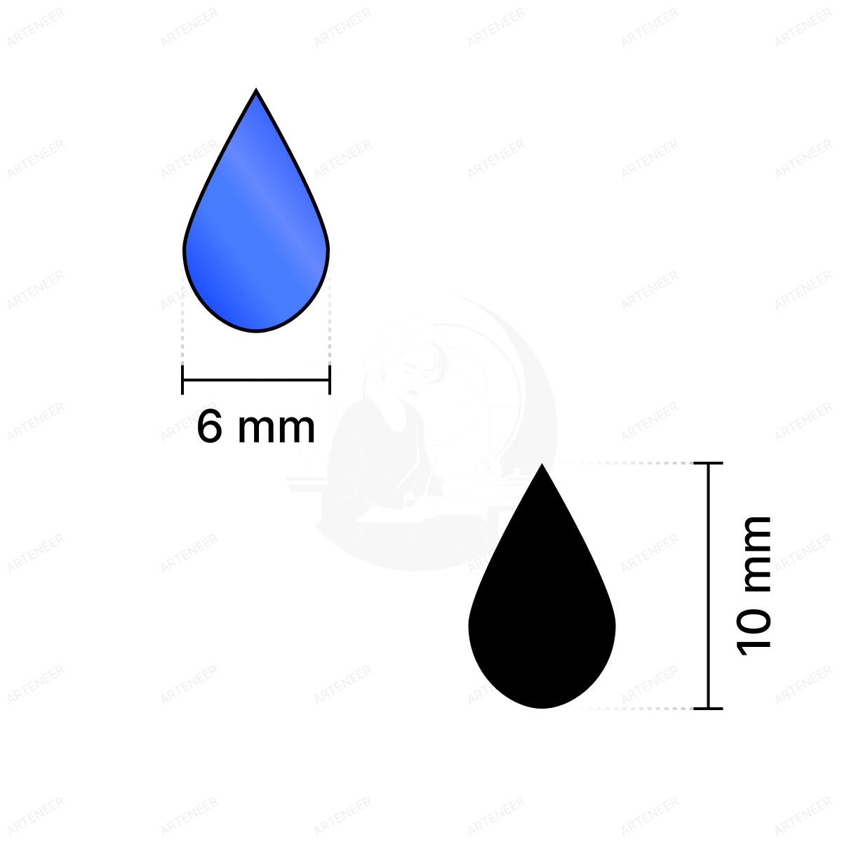 Blue Almond Shape Mirror