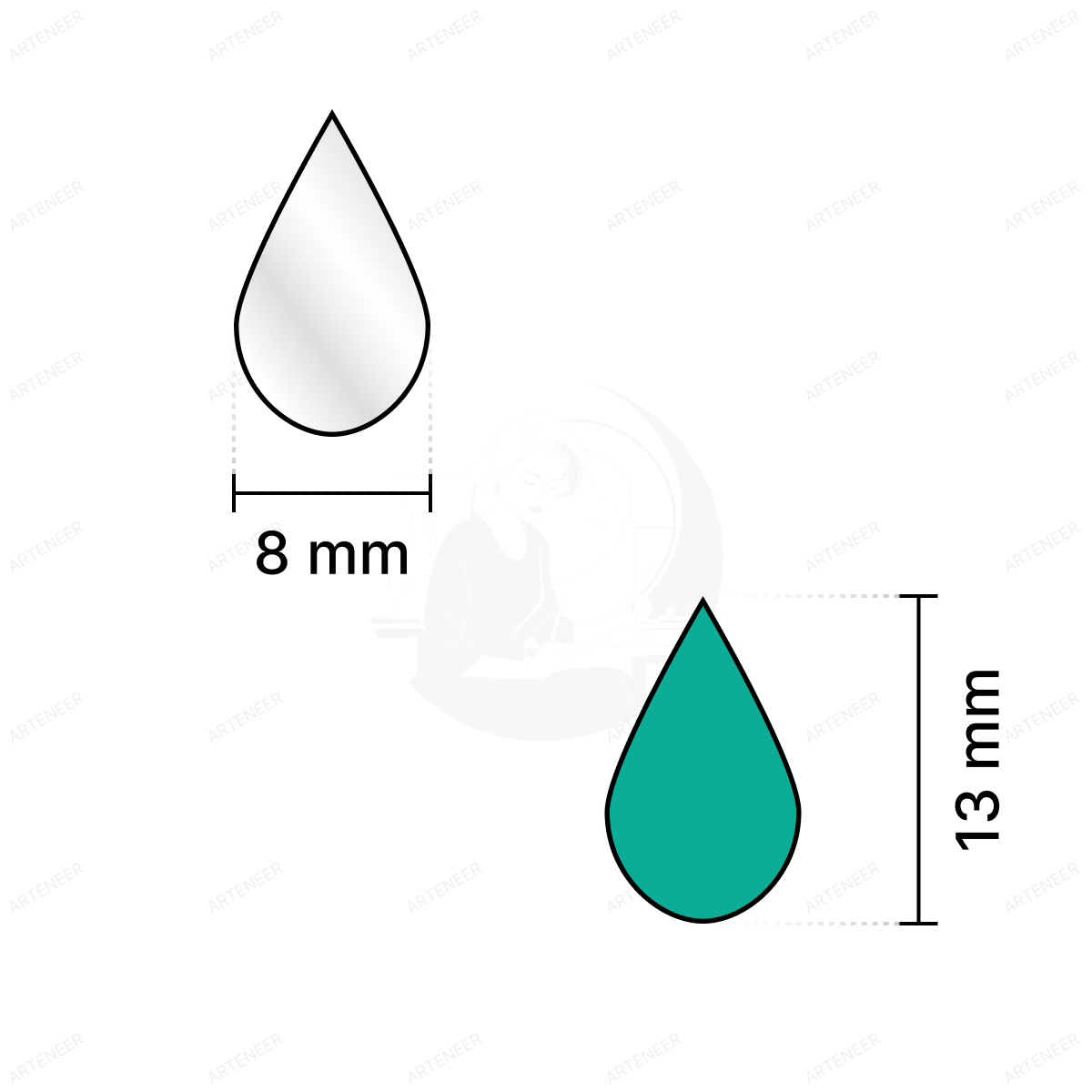 Silver Almond Shape Mirror