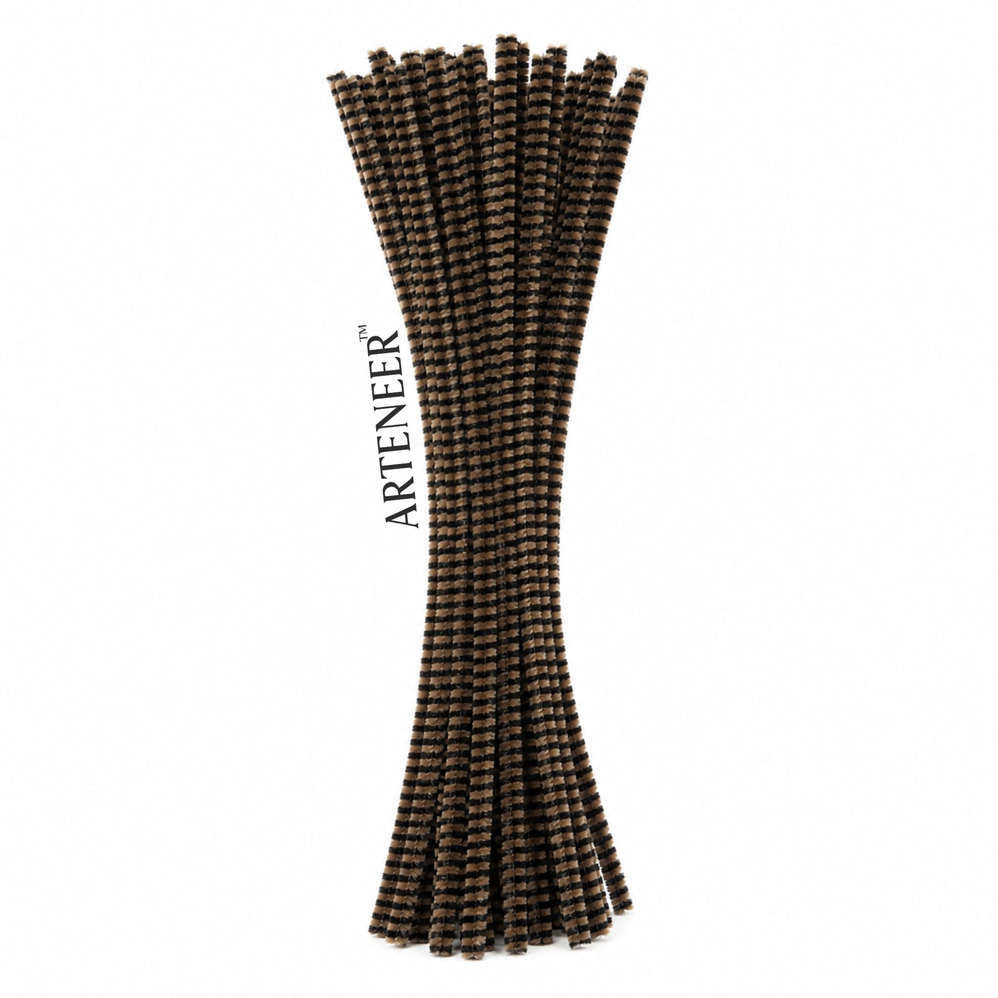Chenille Stripe Pipe Cleaners - 6mm (12 Inch) | Pack of 100