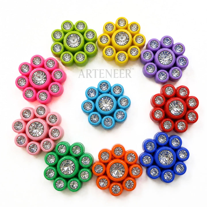 Diamond Multicolour Flower Motifs for Jewellery & Craft – Pack of 100 Pcs