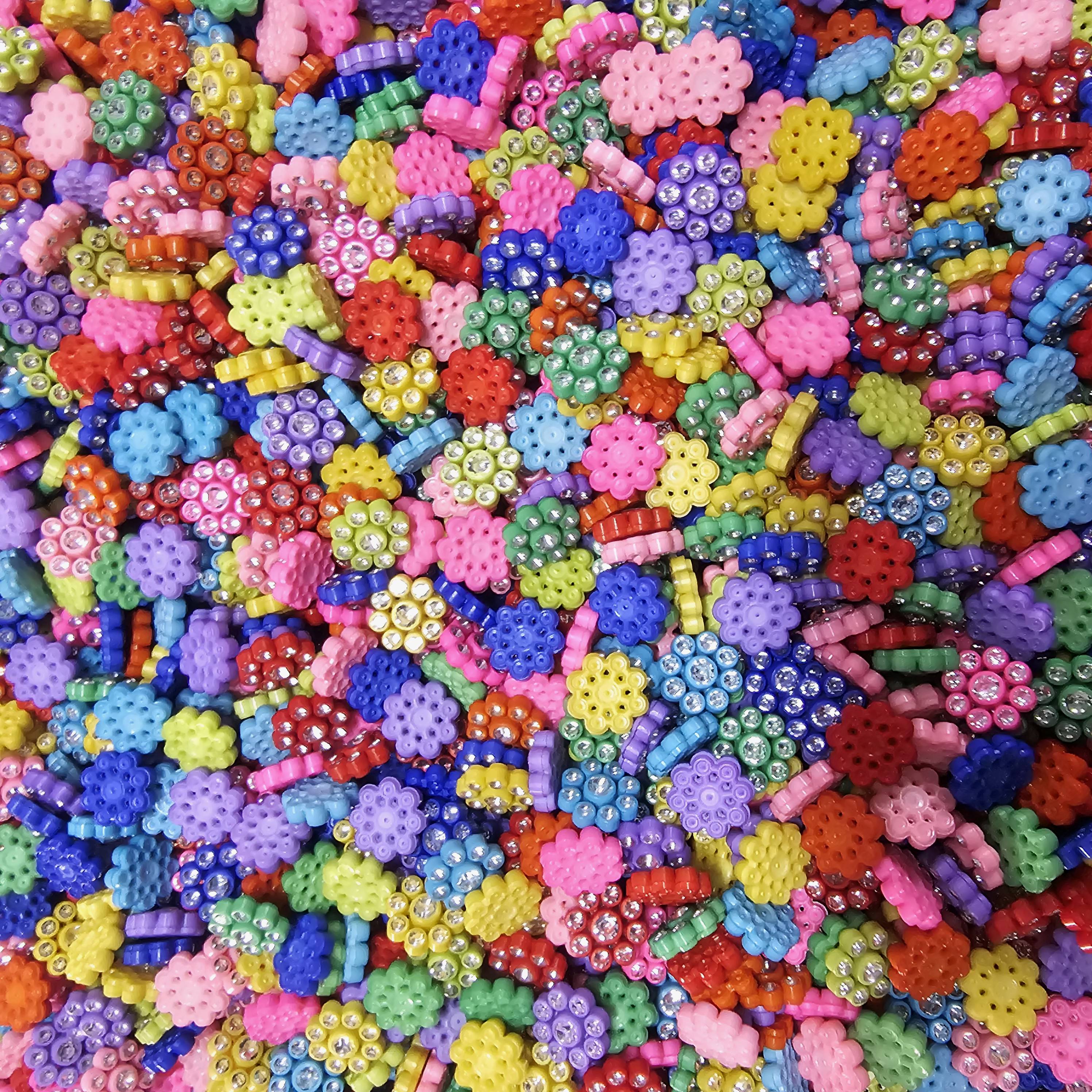 Diamond Multicolour Flower Motifs for Jewellery & Craft – Pack of 100 Pcs