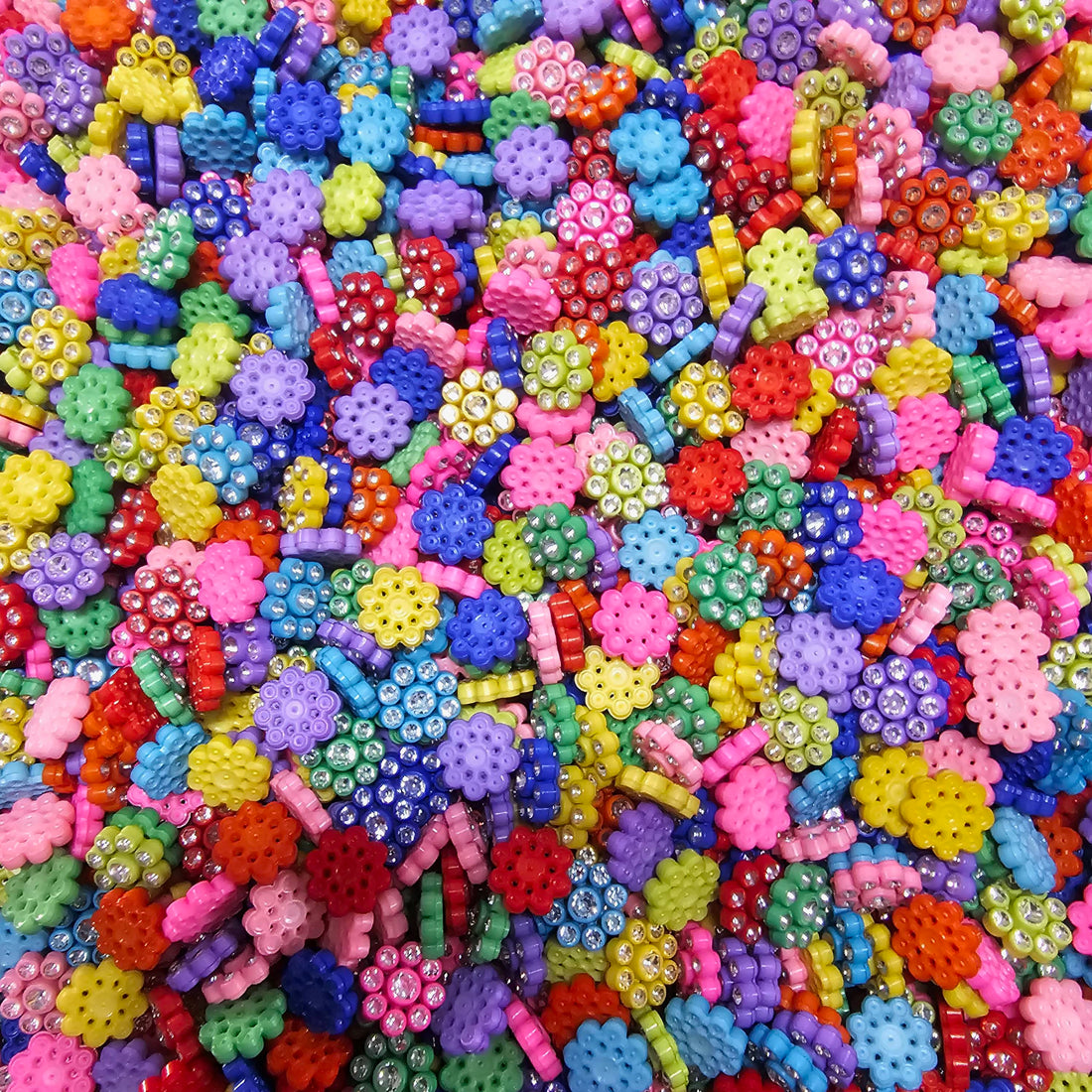 Diamond Multicolour Flower Motifs for Jewellery & Craft – Pack of 100 Pcs