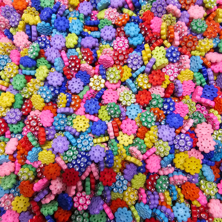 Diamond Multicolour Flower Motifs for Jewellery & Craft – Pack of 100 Pcs
