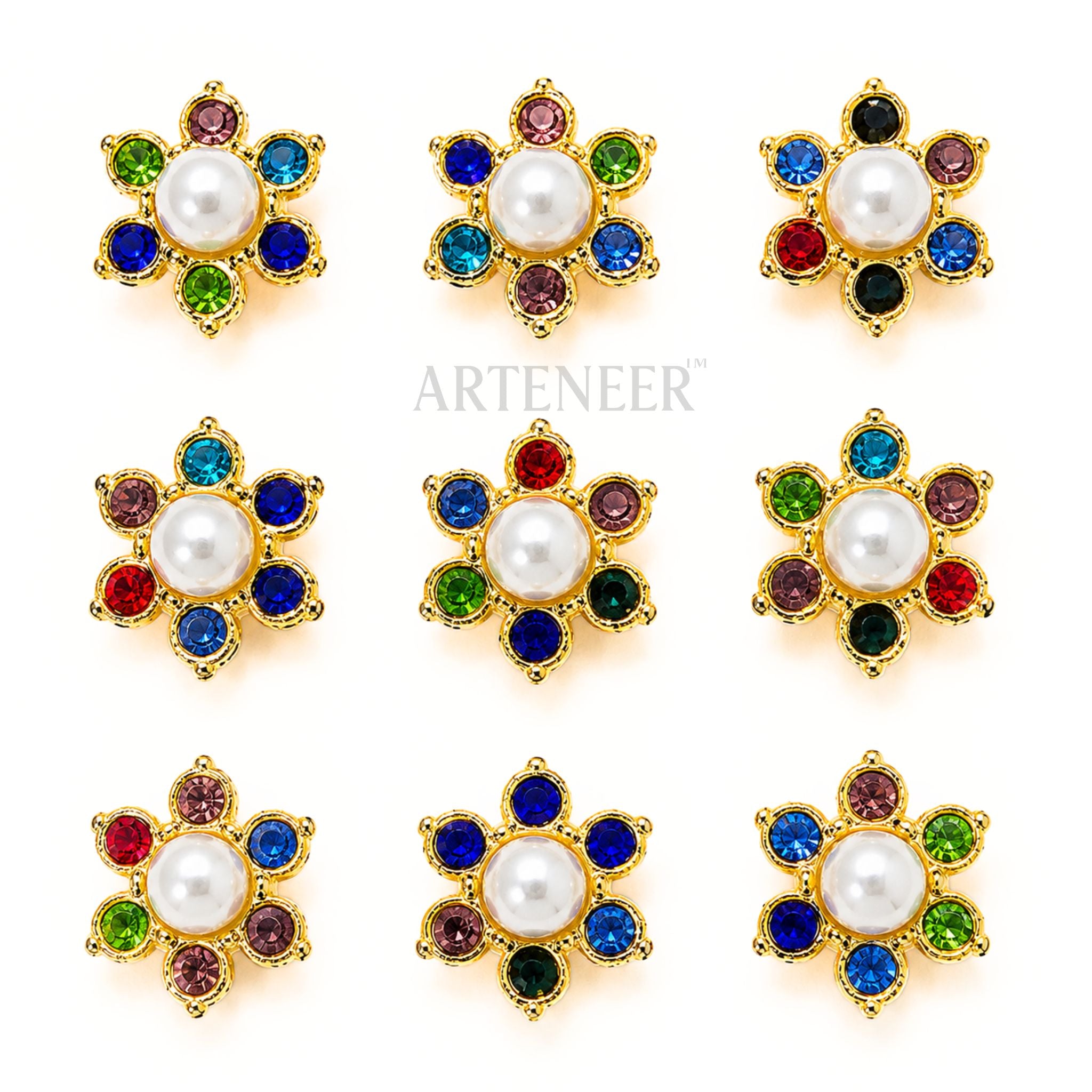 Diamond Pearl Button Stones for Jewellery & Blouse Work – Pack of 100 Pcs