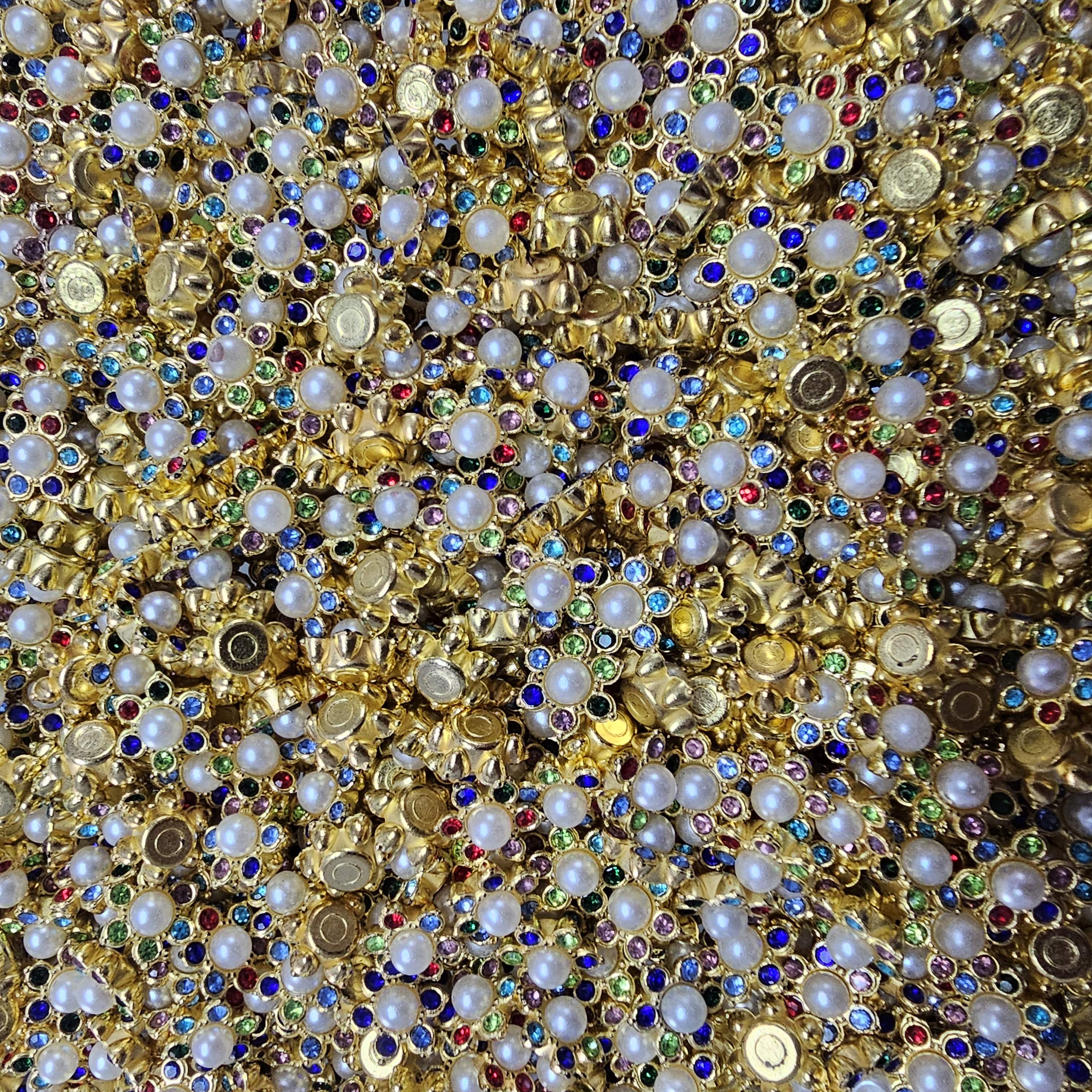 Diamond Pearl Button Stones for Jewellery & Blouse Work – Pack of 100 Pcs