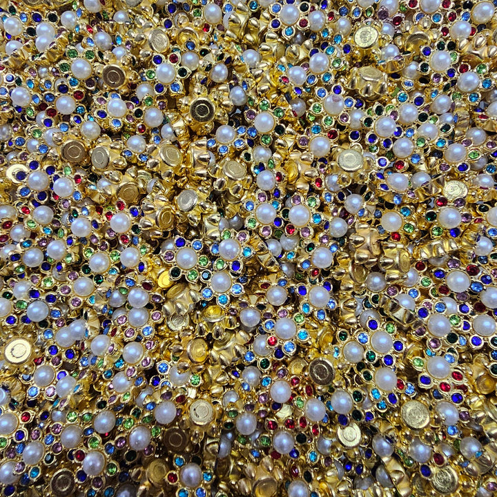 Diamond Pearl Button Stones for Jewellery & Blouse Work – Pack of 100 Pcs