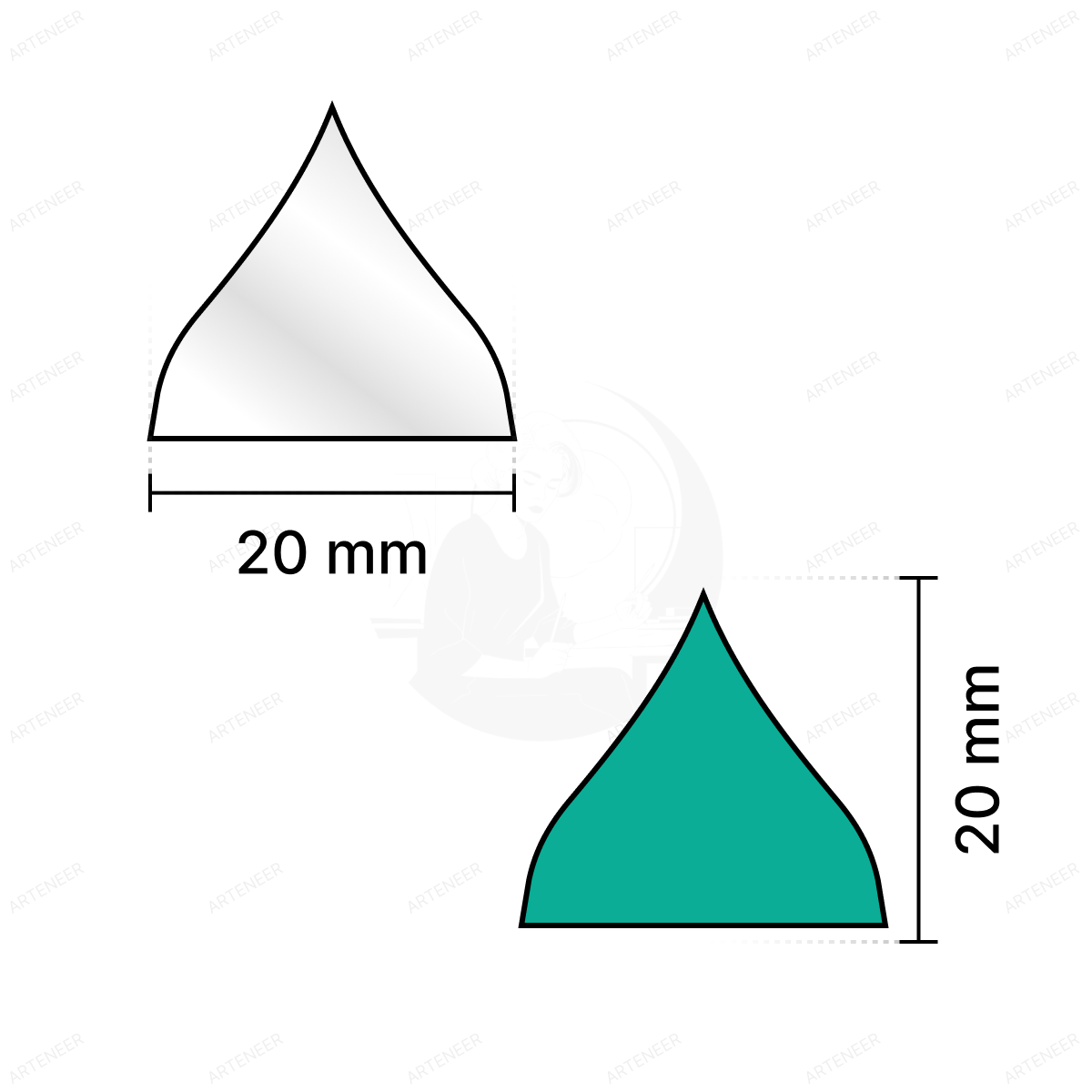 Silver Half Diya Shape Mirror