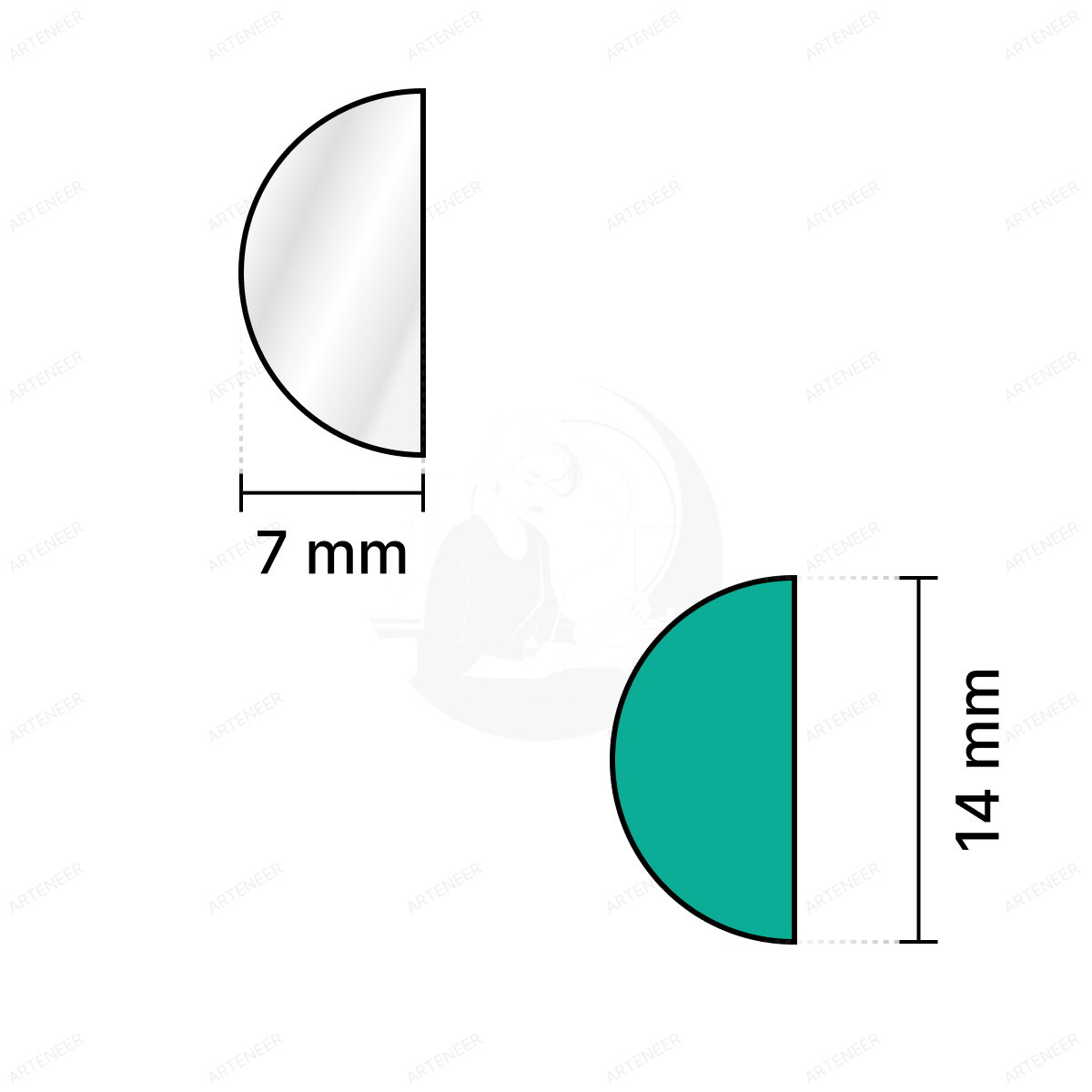 Silver Half Round Shape Mirror