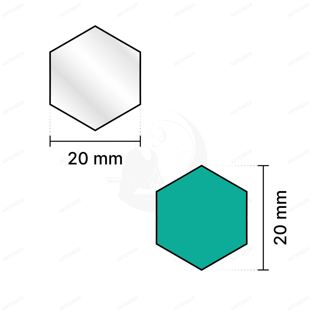 Silver Hexagon Shape  Mirror