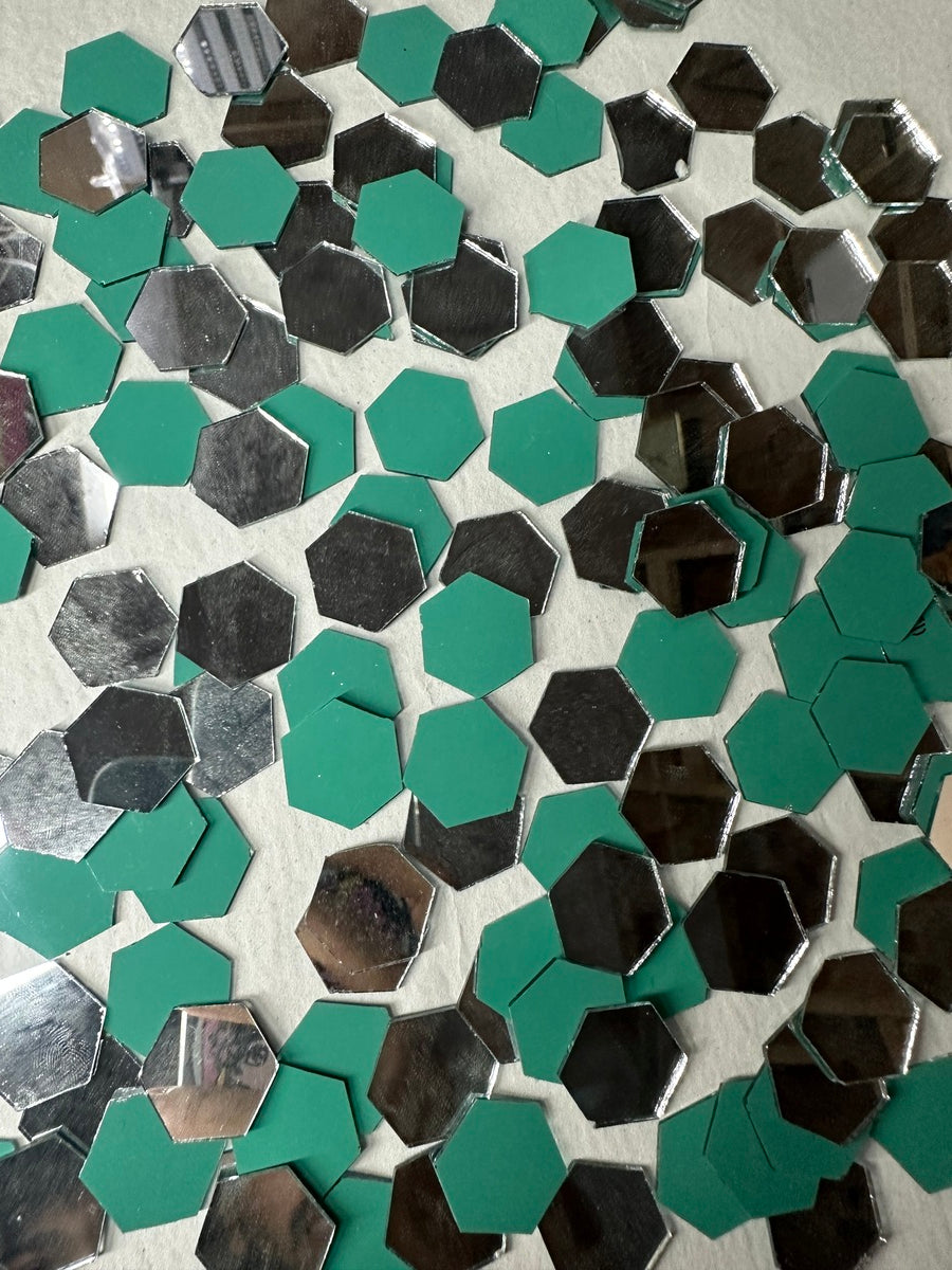 Silver Hexagon Shape  Mirror