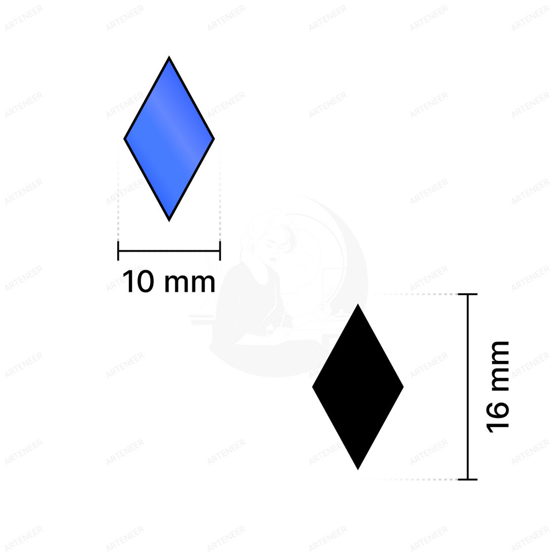 Blue Kaju Katri Shape Mirror