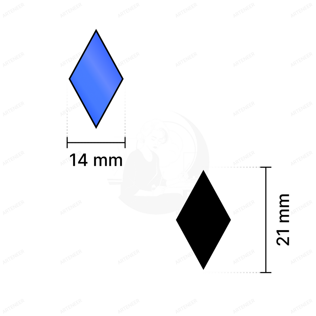 Blue Kaju Katri Shape Mirror