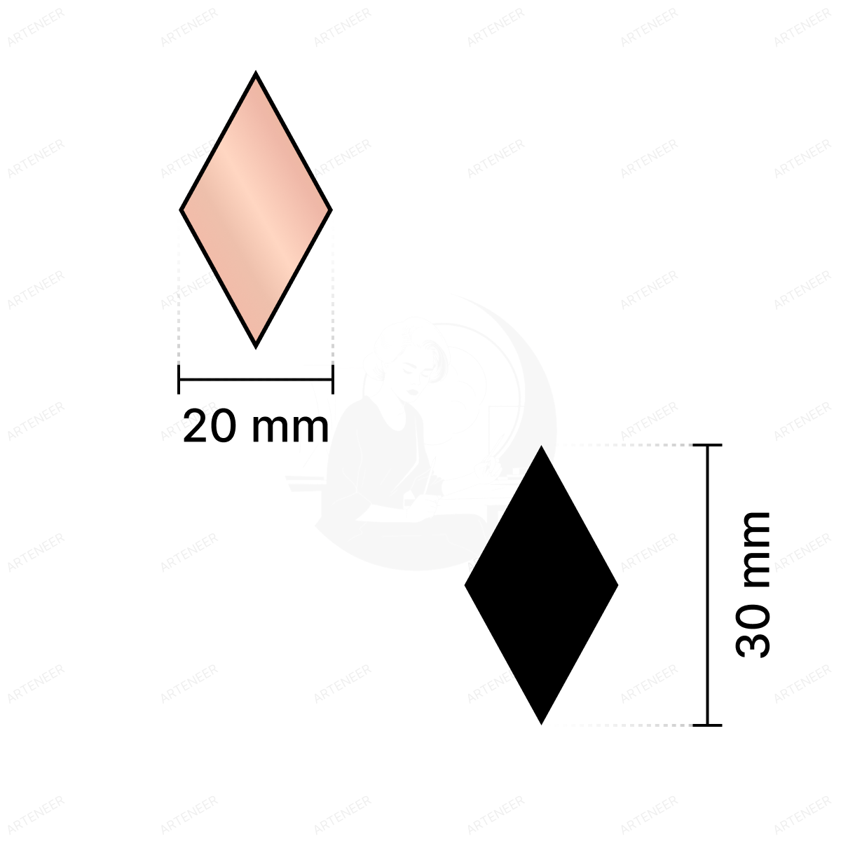 Pink Kaju Katri Shape Mirror