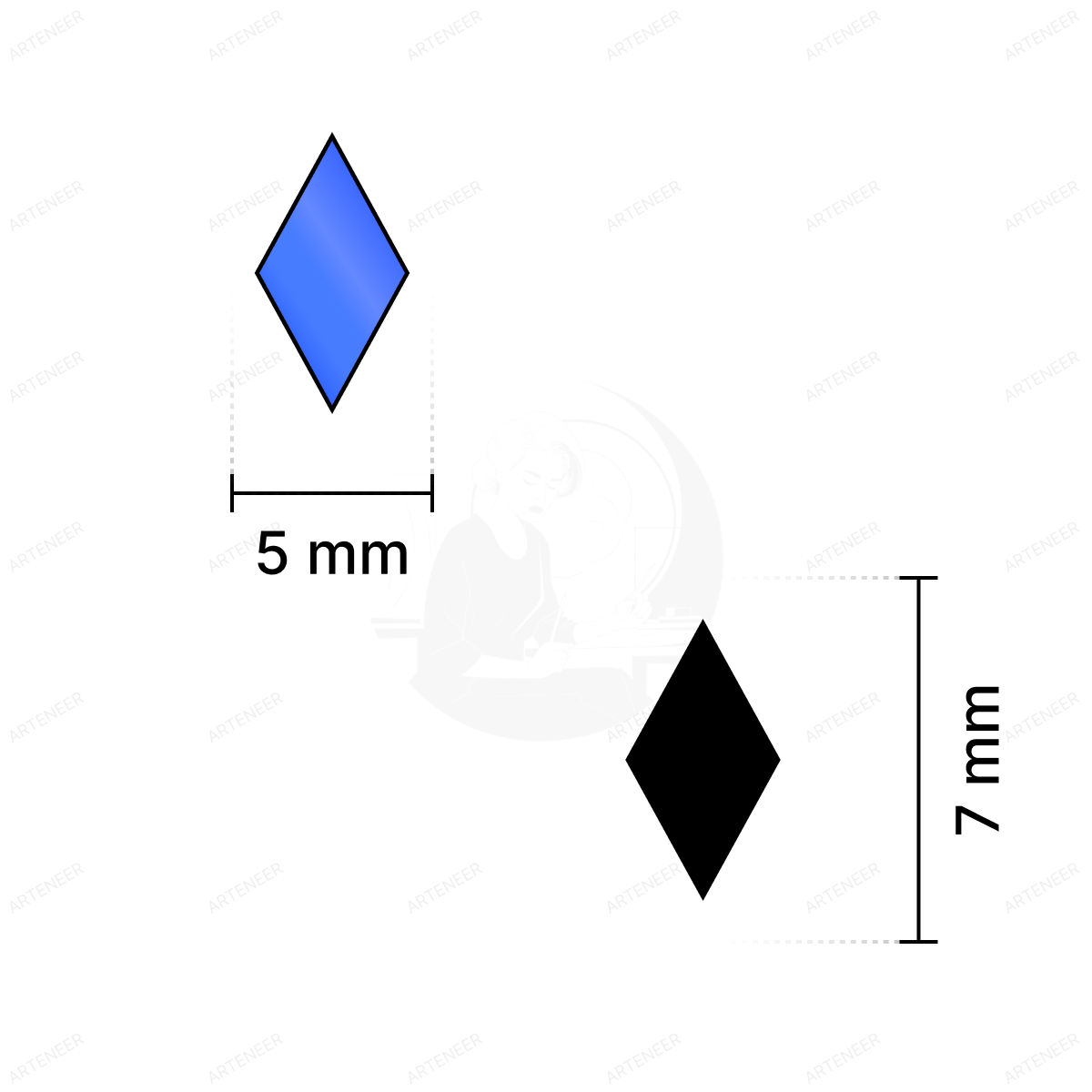 Blue Kaju Katri Shape Mirror