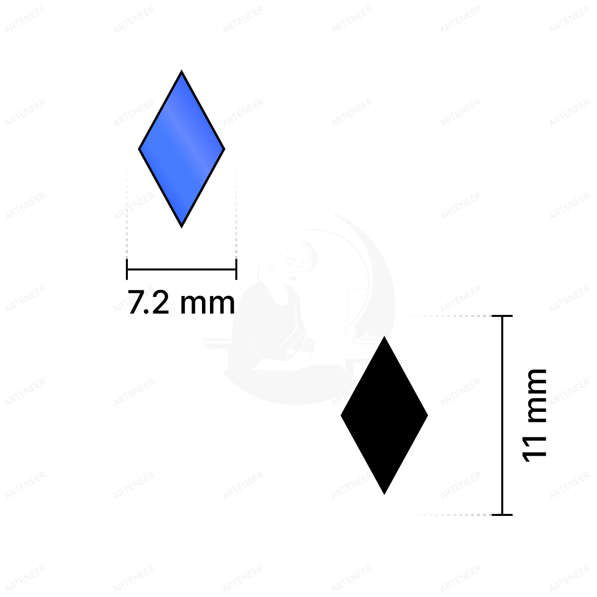 Blue Kaju Katri Shape Mirror