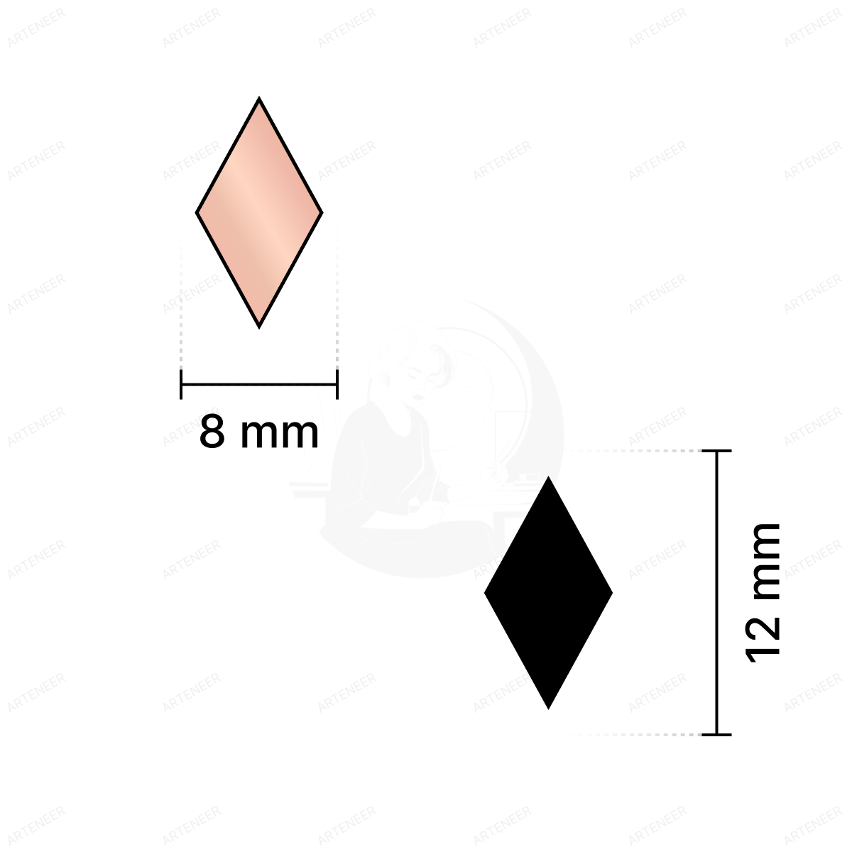 Pink Kaju Katri Shape Mirror