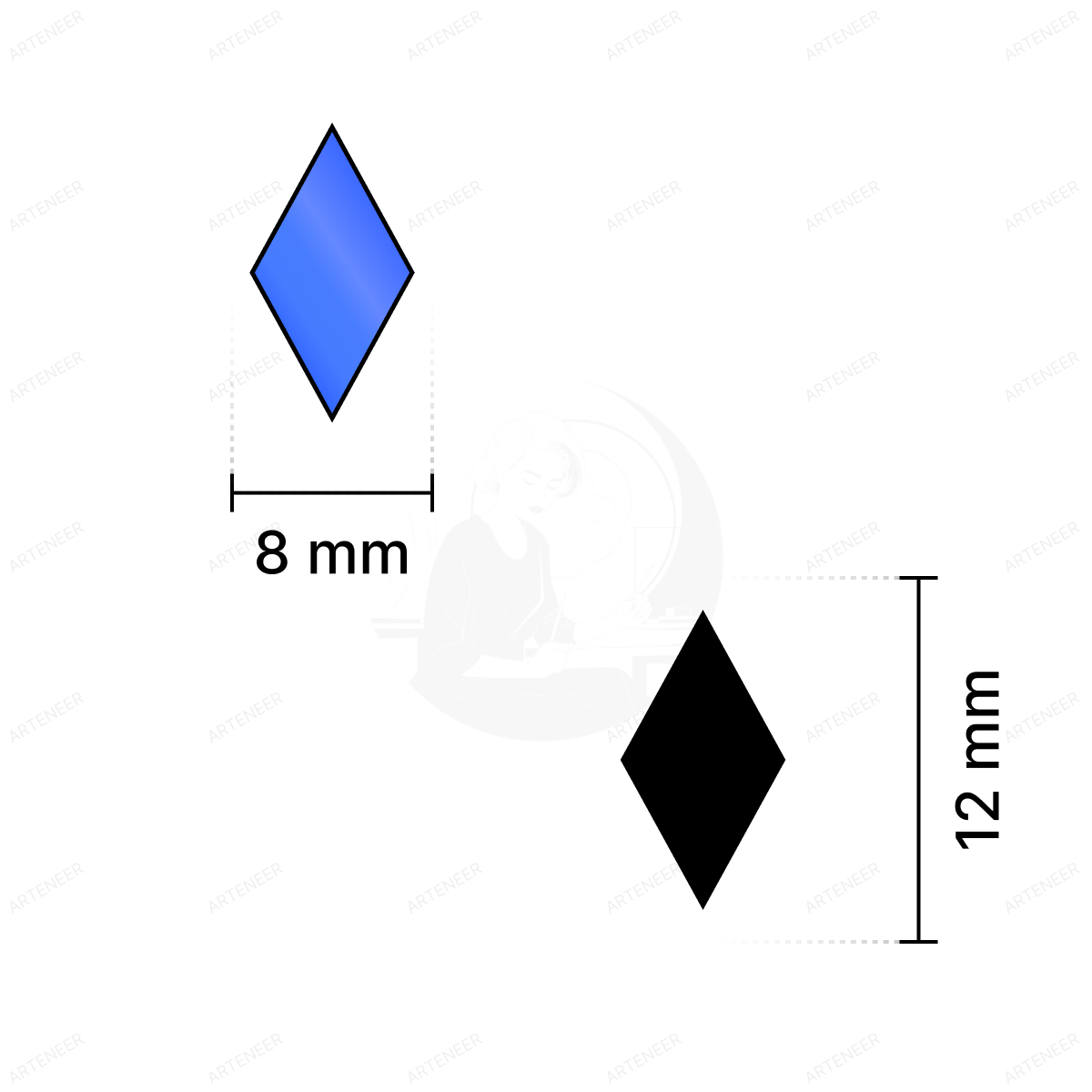 Blue Kaju Katri Shape Mirror