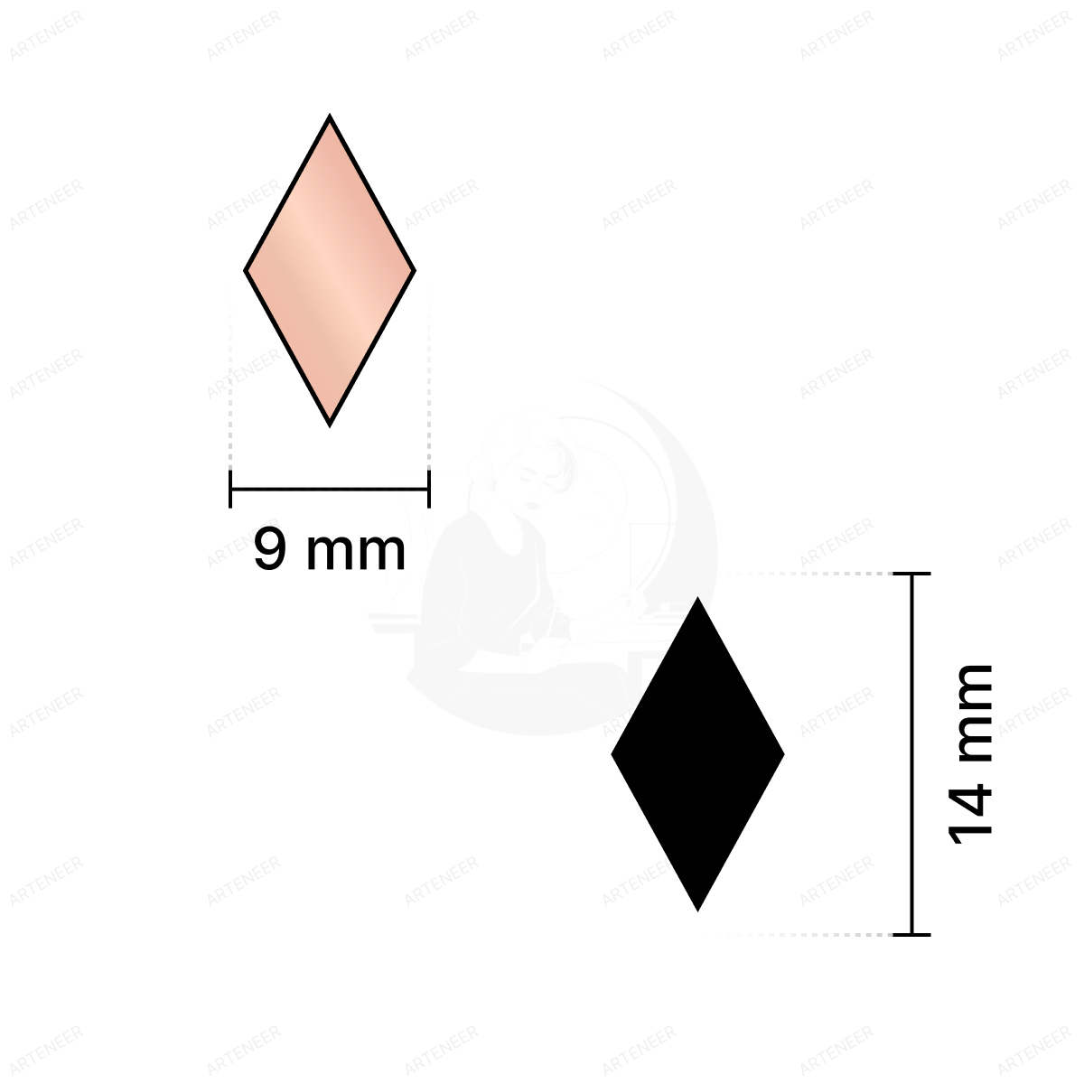 Pink Kaju Katri Shape Mirror