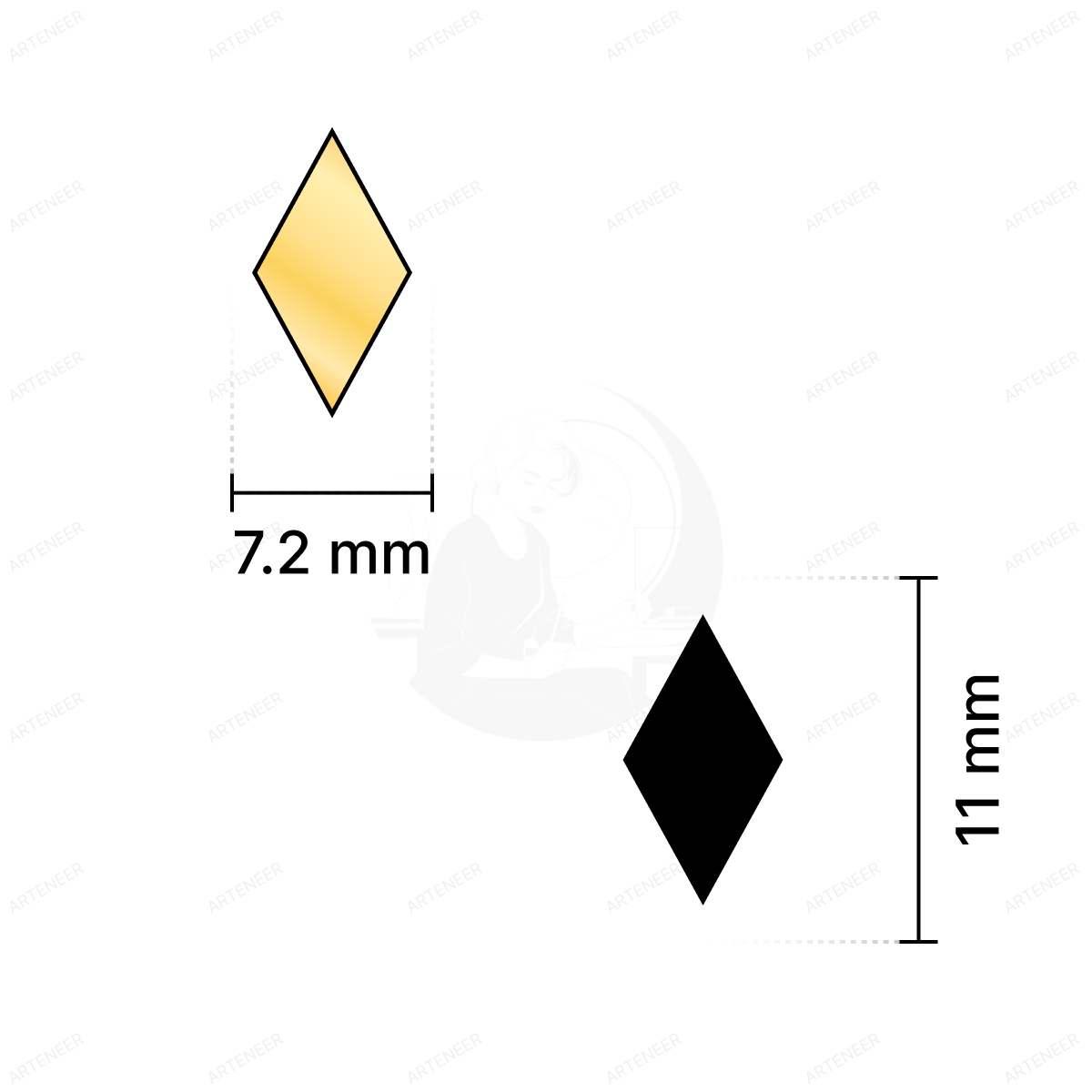 Golden Kaju Katri Shape Mirror