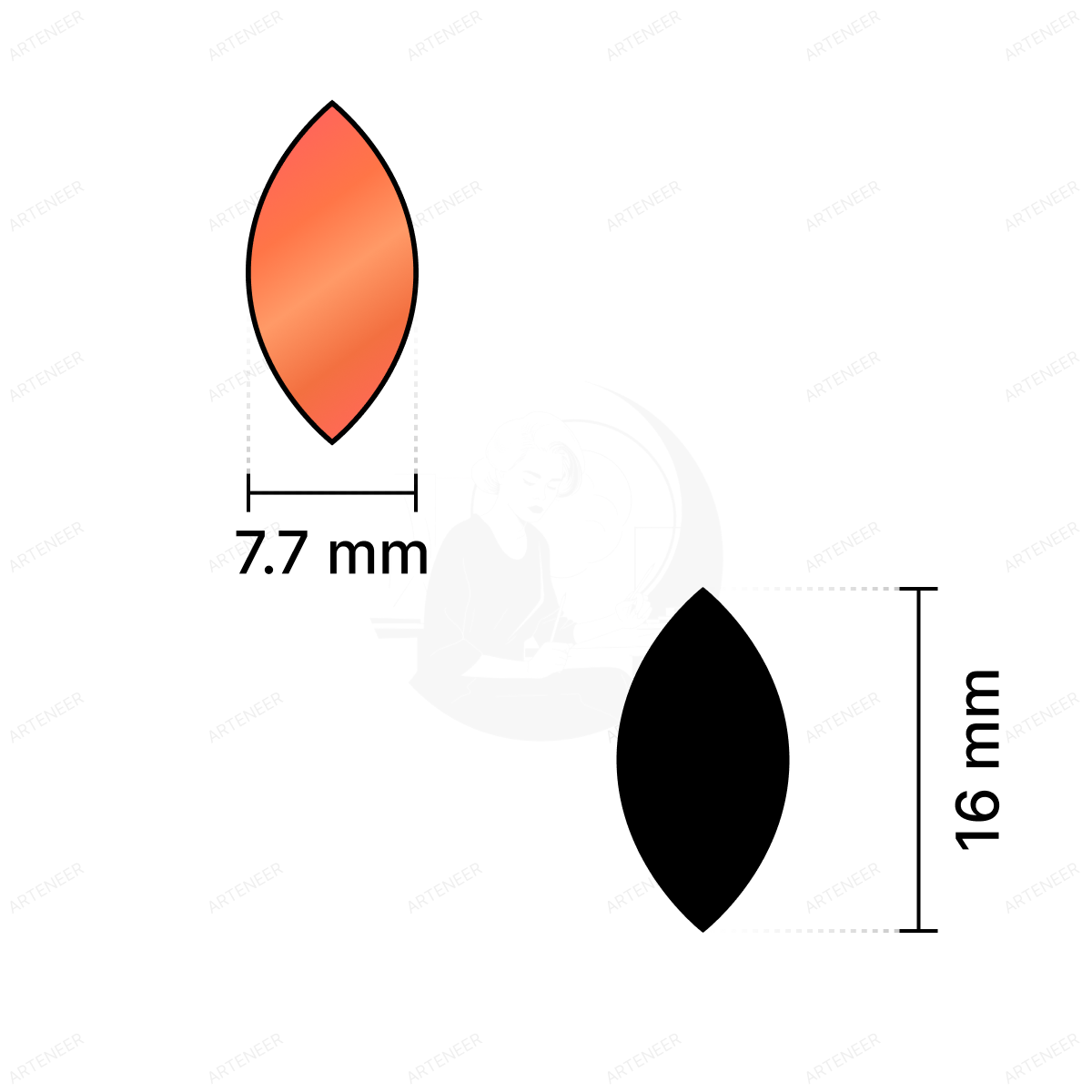 Red Kashti Pan Shape Mirror