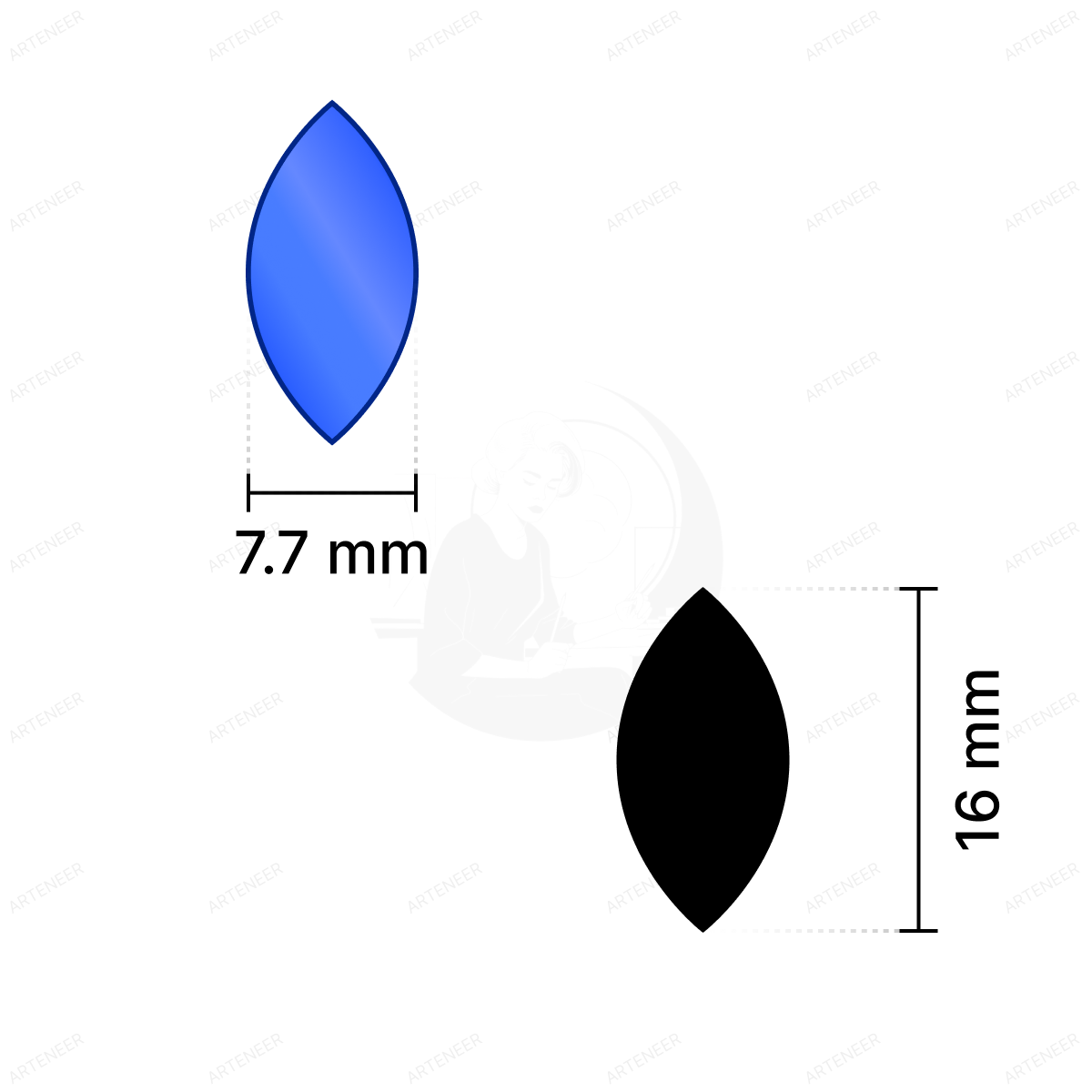 Blue Kashti Pan Shape Mirror