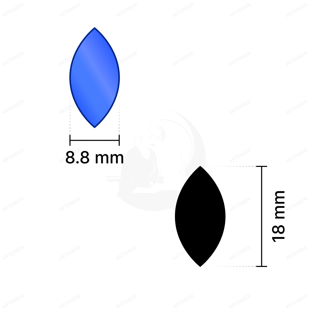 Blue Kashti Pan Shape Mirror