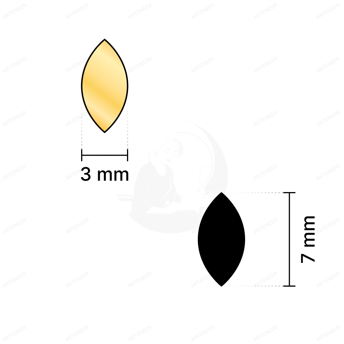 Golden Kashti Pan Shape Mirror