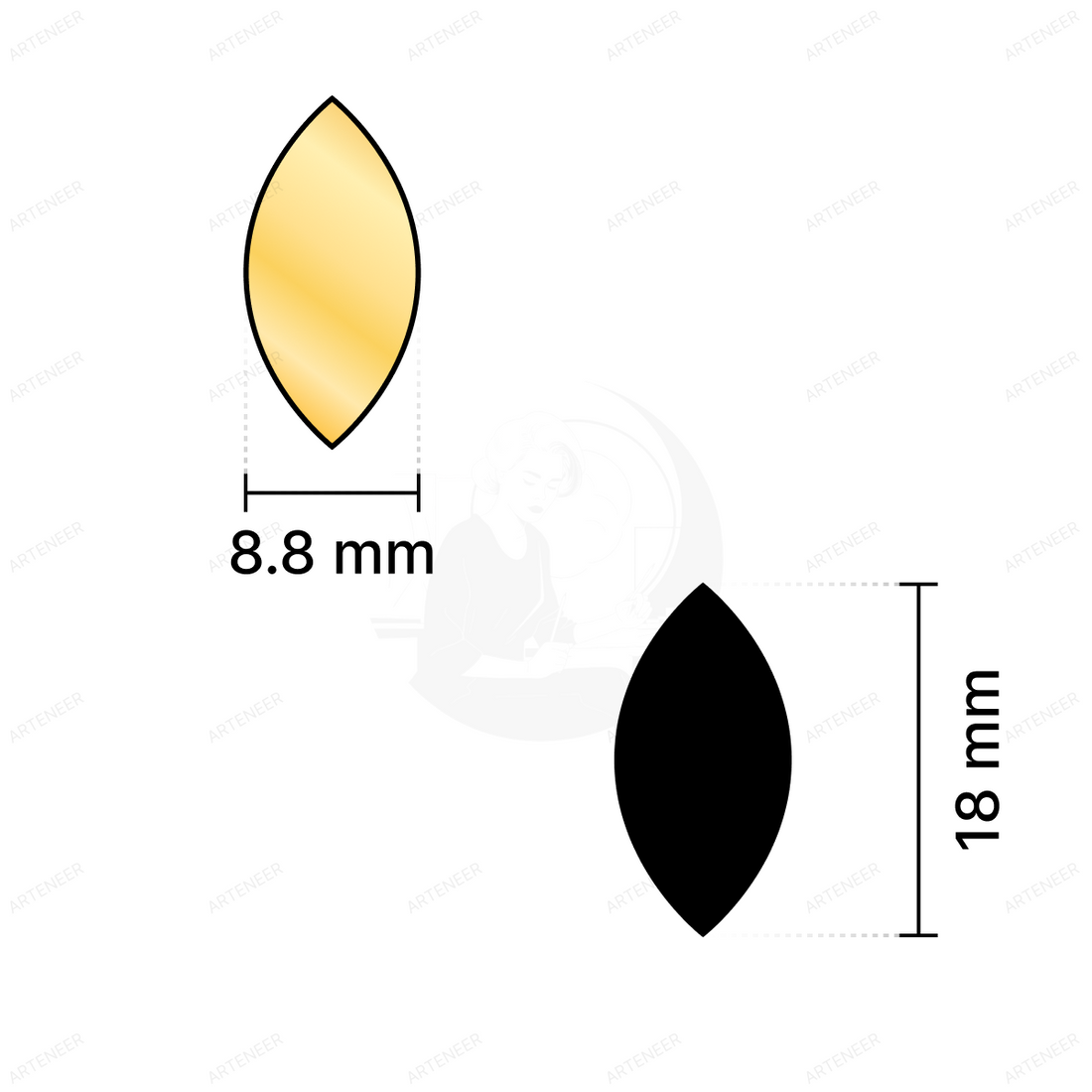 Golden Kashti Pan Shape Mirror