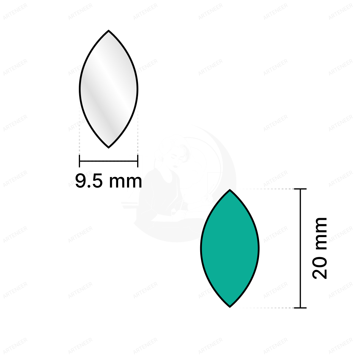 Silver Kashti Pan Shape Mirror